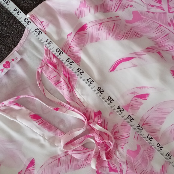 💗Buddy Love💗 - Pink/White Palm Leaf Pixie Cover-Up Dress - Picture 14 of 14